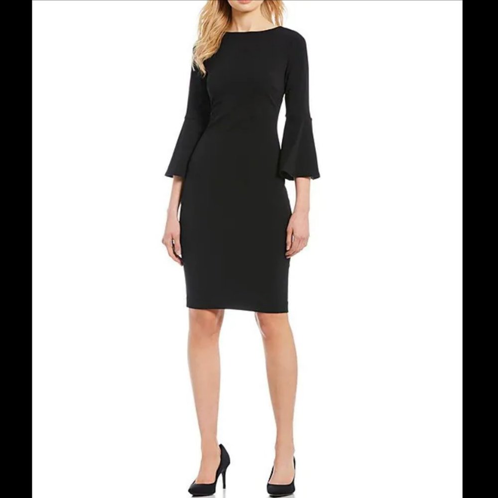 Top Rated Bell Sleeve Boat Neck Sheath Dress